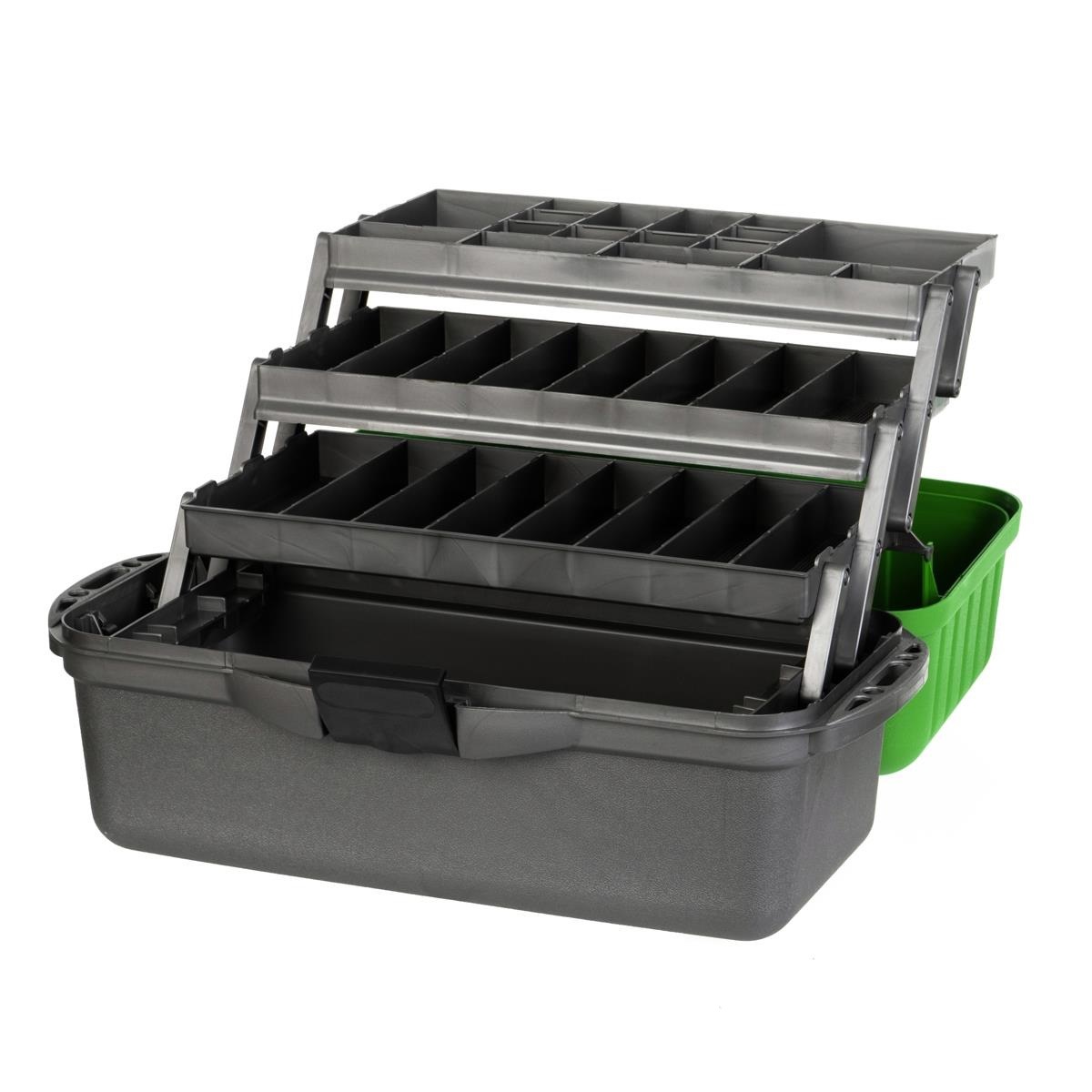 Ящик рыболовный HELIOS (3 полки) (зелёный)