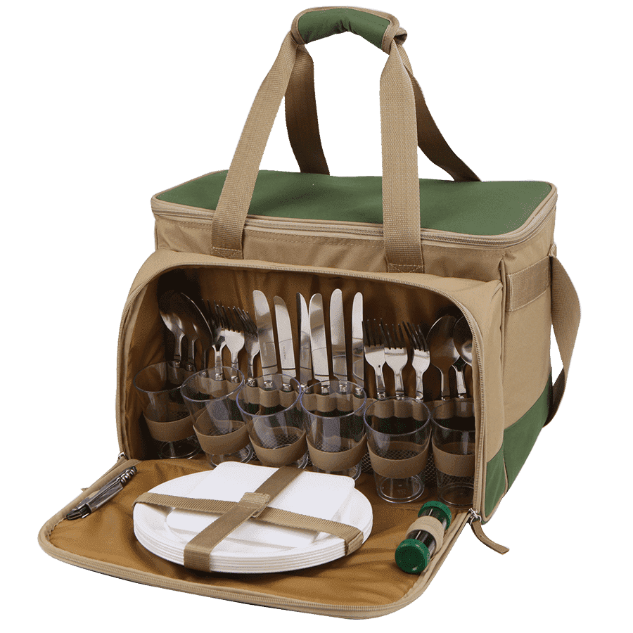 Сумка-холодильник с набором посуды АРКТИКА 4100-6 (6 персон) (зеленый, без рисунка)