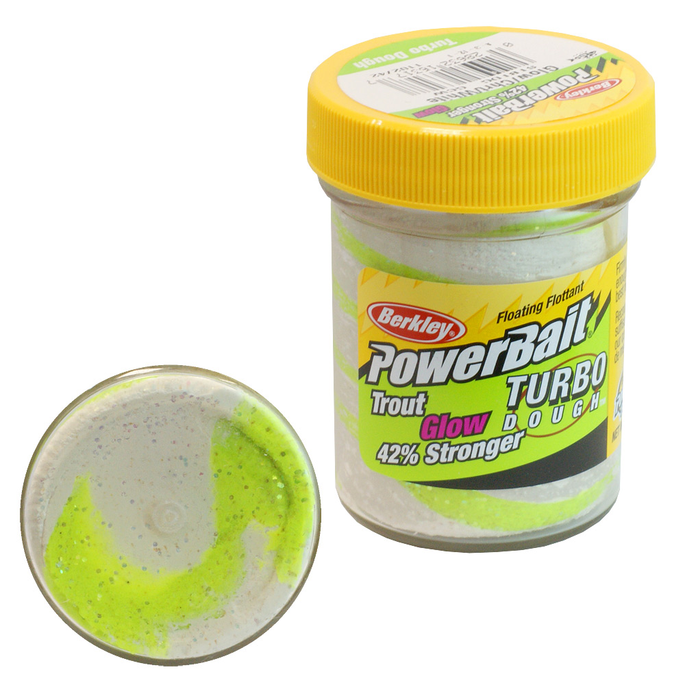 Паста форелевая BERKLEY PowerBait Turbo Dough Glow (50 г) (Chartreuse/White)