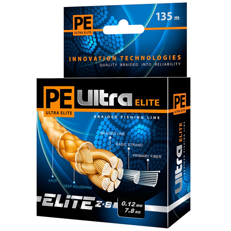 Плетёный шнур AQUA PE Ultra Elite Z-8 (135 м, 0.12 мм (7.8 кг), олива)