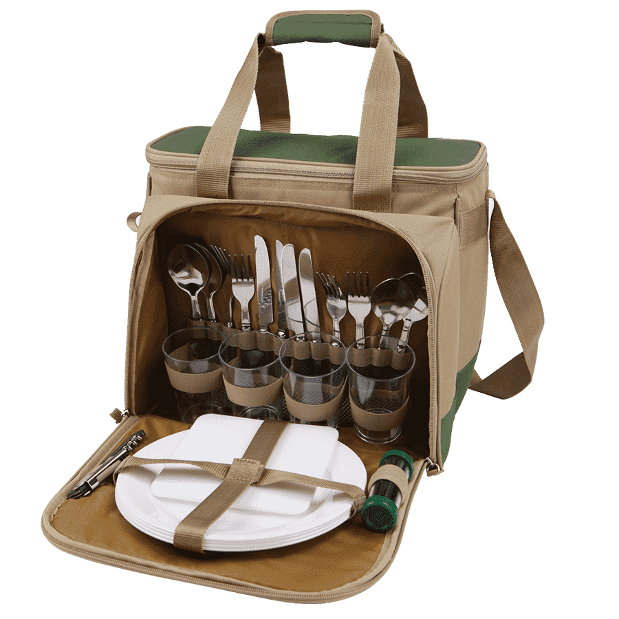 Сумка-холодильник с набором посуды АРКТИКА 4100-4 (4 персоны) (зеленый, без рисунка)