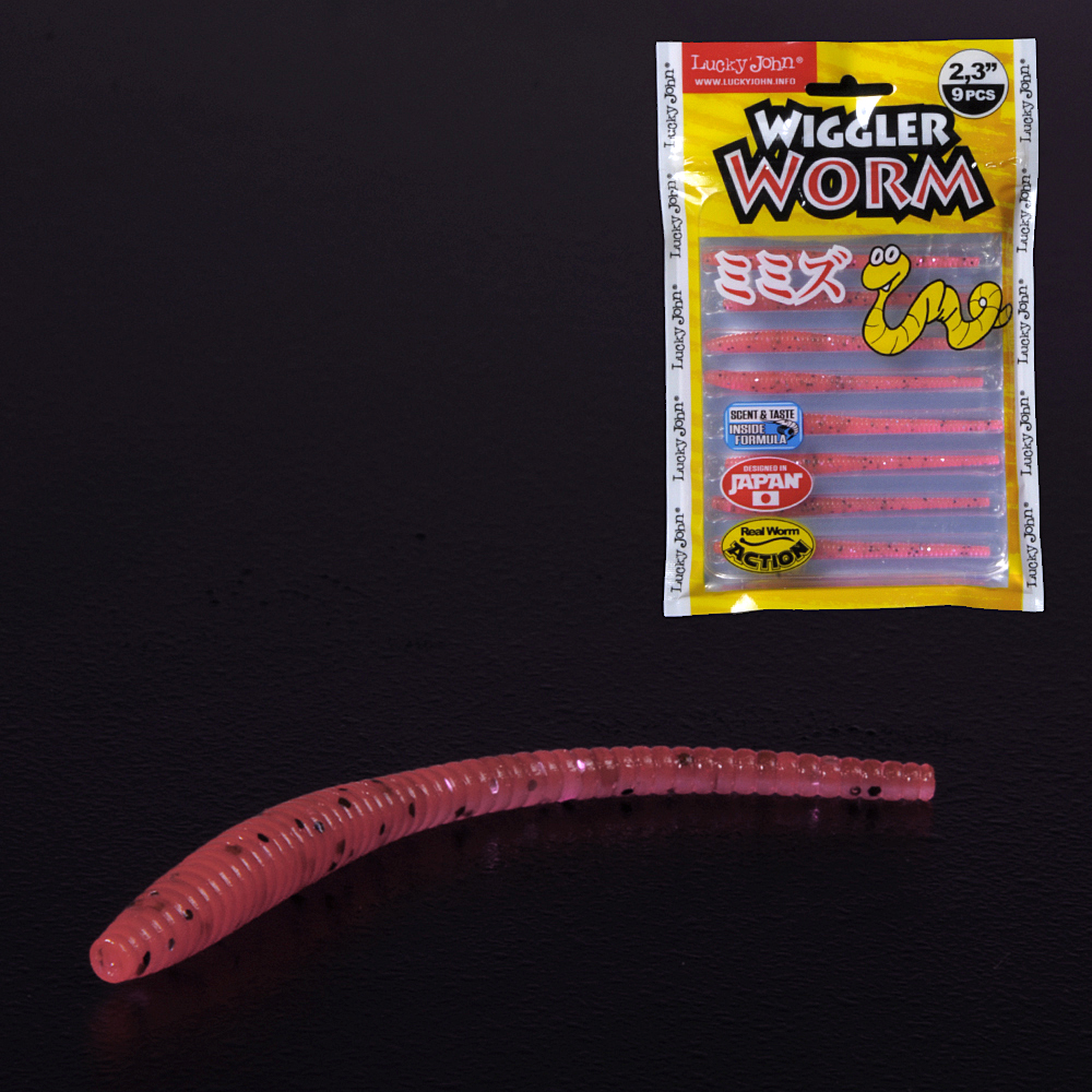 Мягкая приманка LUCKY JOHN Wiggler Worm (2.3"/5.8 см, 9 шт, 052)