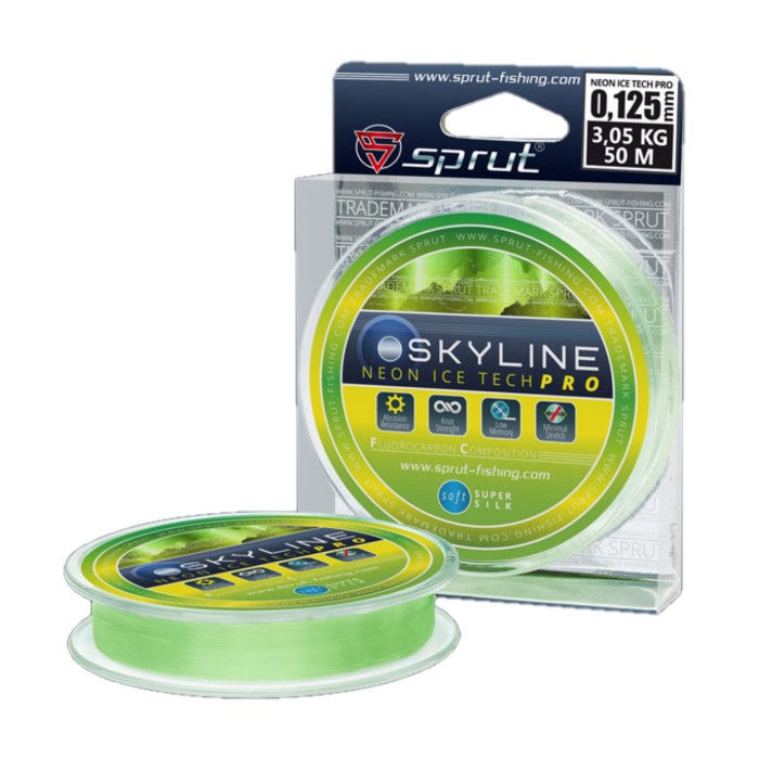 Леска SPRUT Skyline Fluorocarbon Composition IceTech PRO (Neon, 0.105 мм, 2.15 кг, 50 м)