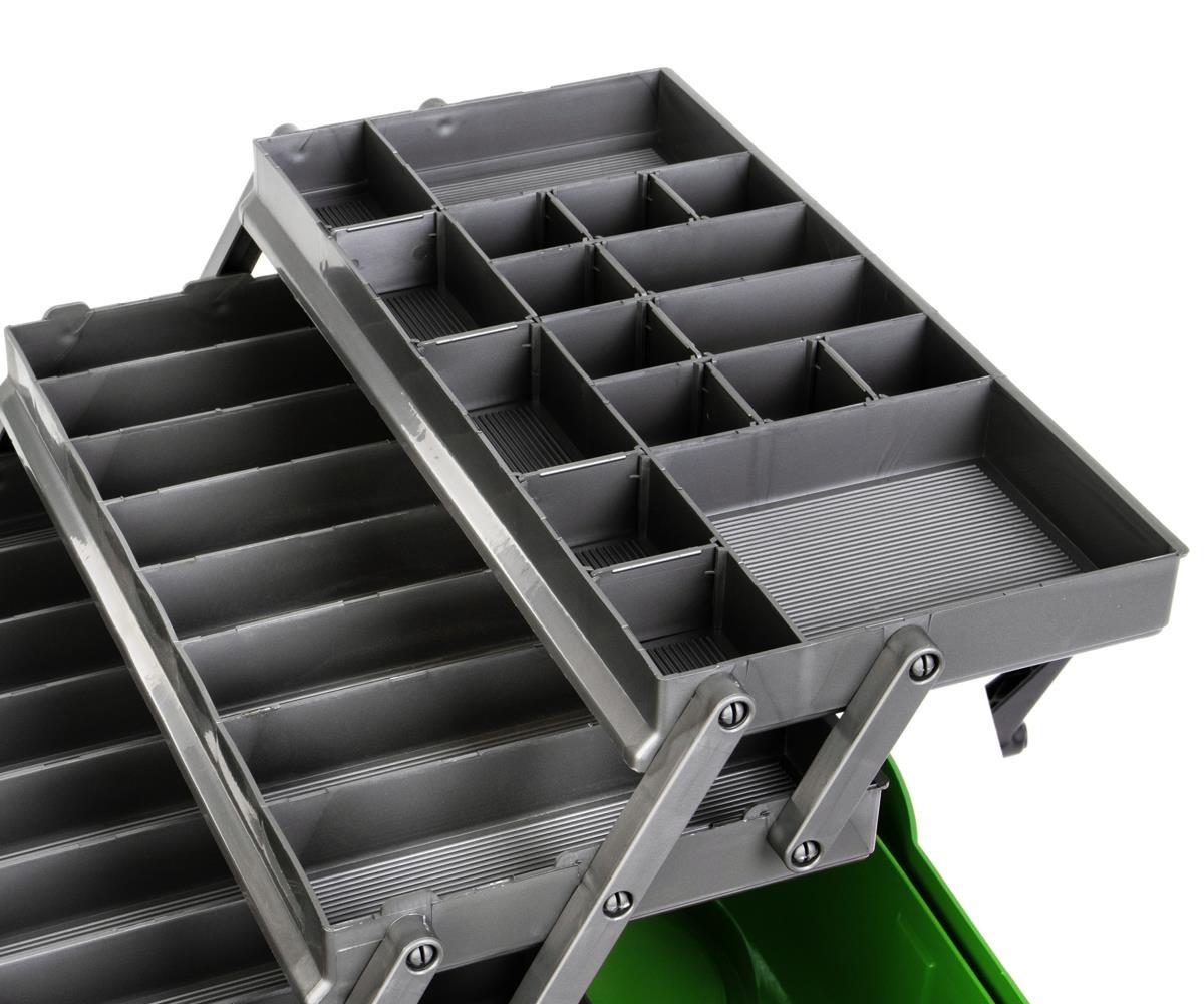 Ящик рыболовный HELIOS (3 полки) (зелёный)