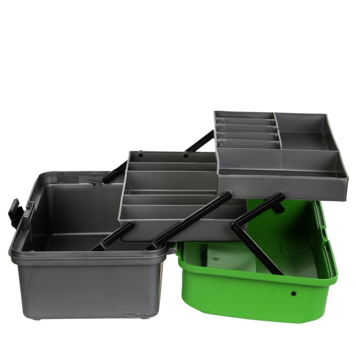 Ящик рыболовный HELIOS (2 полки) (зелёный)