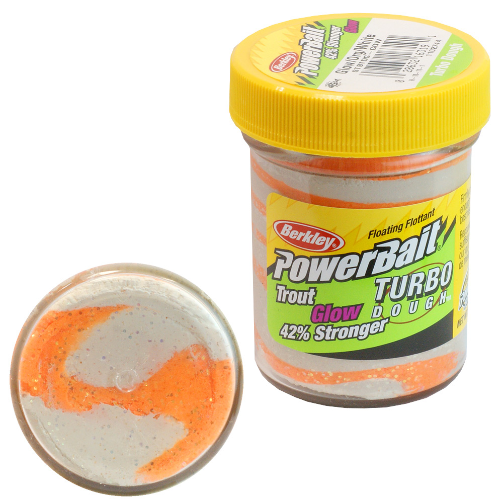 Паста форелевая BERKLEY PowerBait Turbo Dough Glow (50 г) (Orange/White)