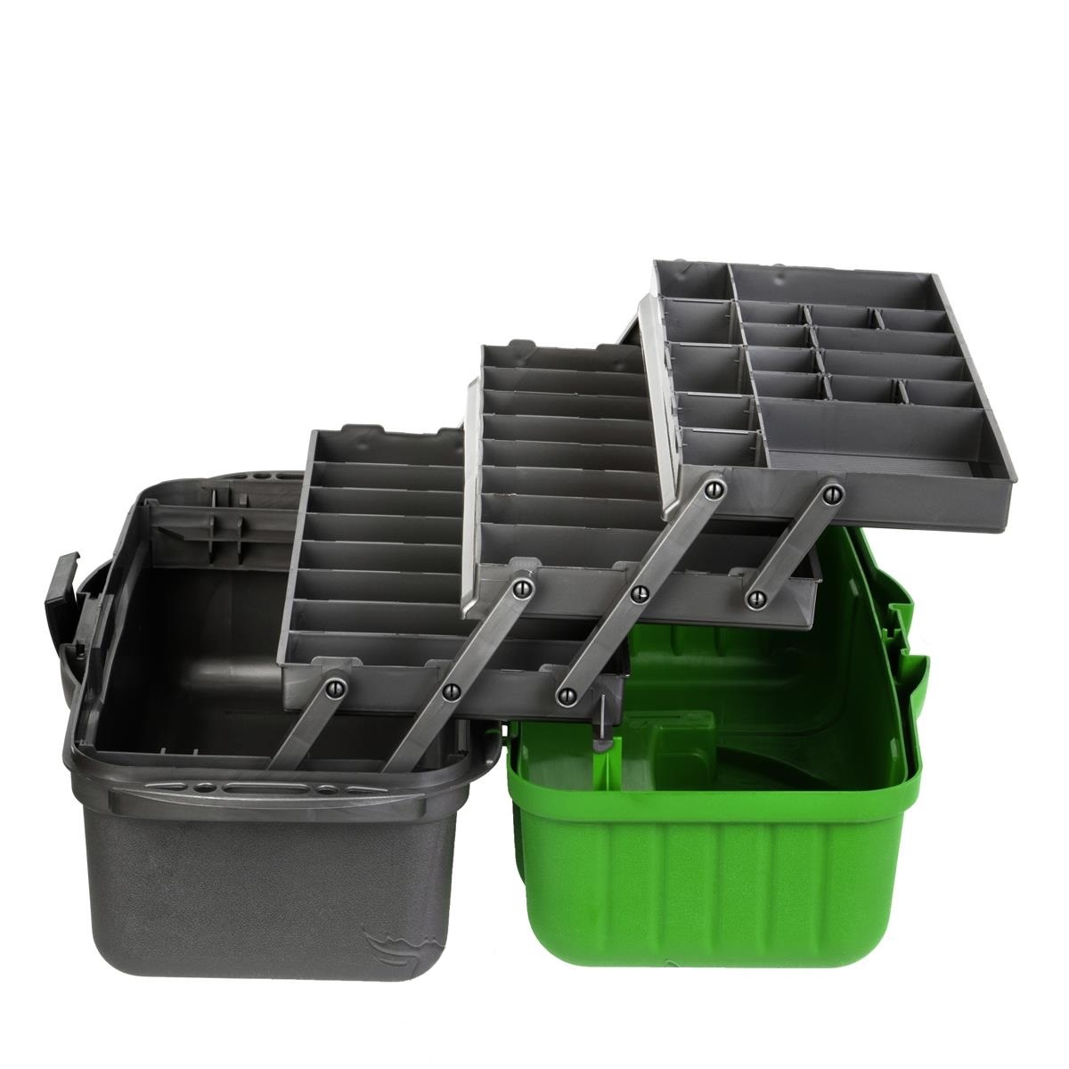 Ящик рыболовный HELIOS (3 полки) (зелёный)