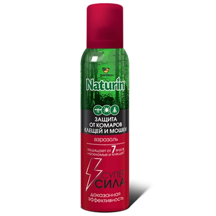 Аэрозоль GARDEX Naturin от комаров, клещей и мошки (150 мл, одежда/кожа)