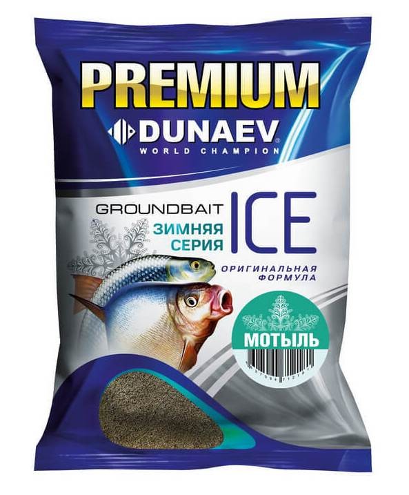 Прикормка зимняя DUNAEV Ice Premium Мотыль (0.9 кг)