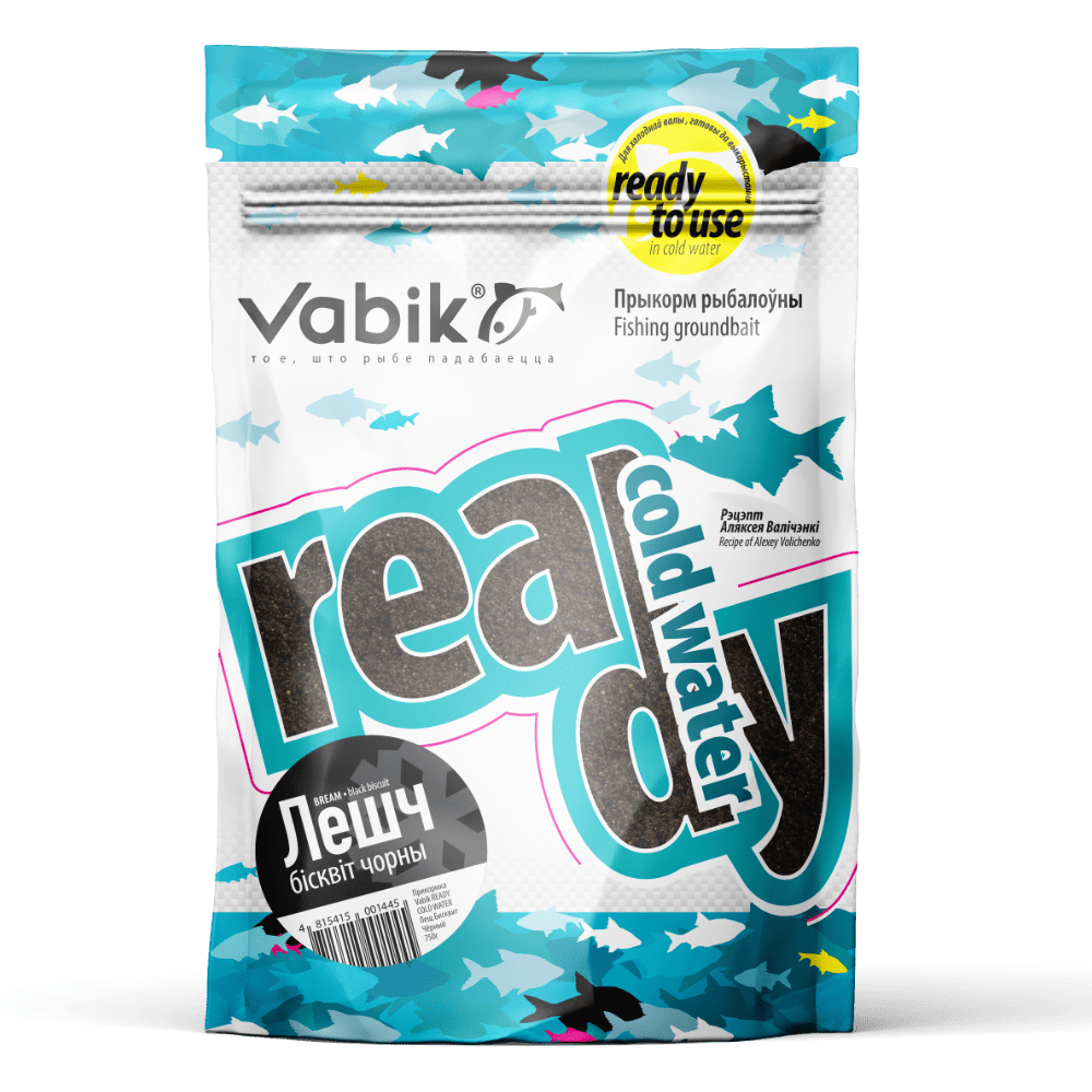 Прикормка зимняя готовая VABIK Ready Cold Water Лещ Бисквит Чёрный (0.75 кг)