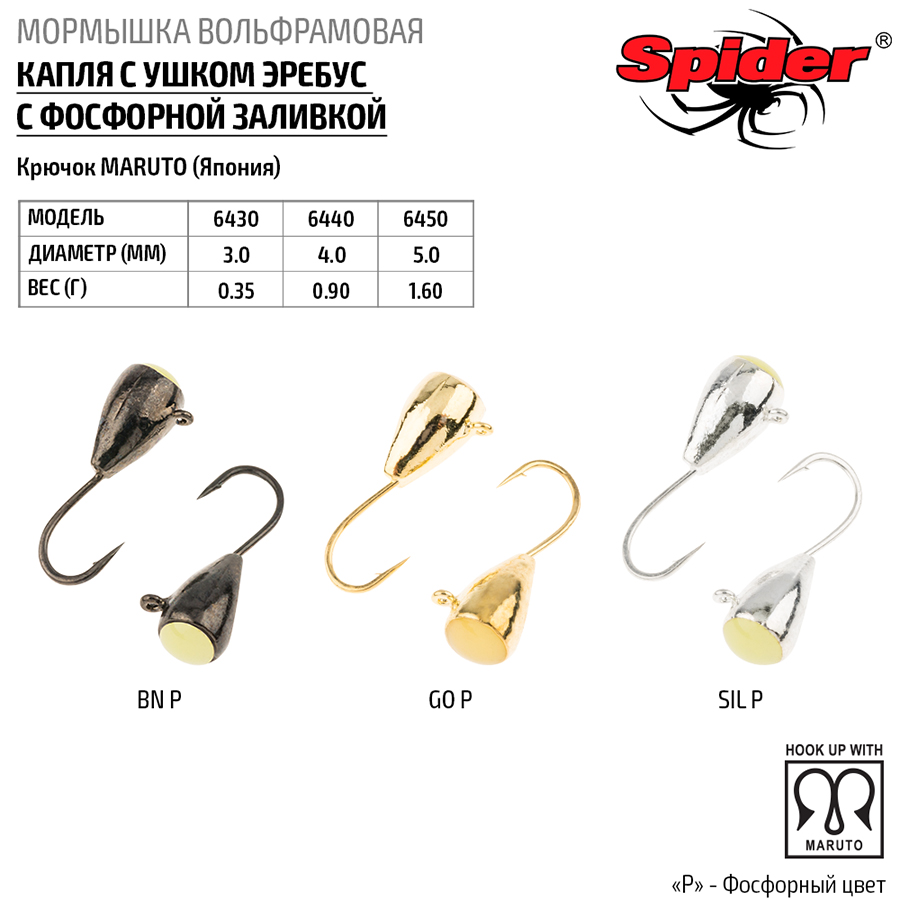 Мормышка W SPIDER Капля с ушком эребус
