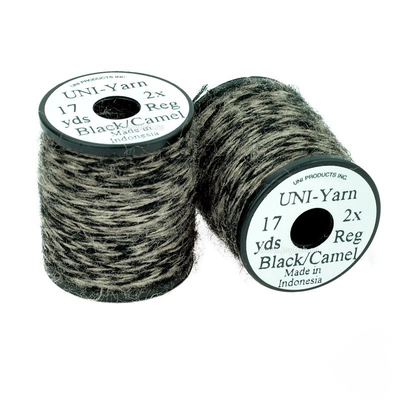 Пряжа шерстяная UNI-Yarn (15 м, Black/Camel)